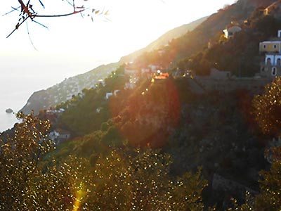 Picture of Furore, on the way to Agerola, with a setting sun.