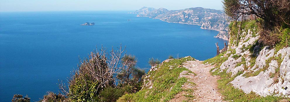 The ‘Path of the Gods’ trekking trail View from the Path of the Gods - Agerola. Cycling Amalfi Coast