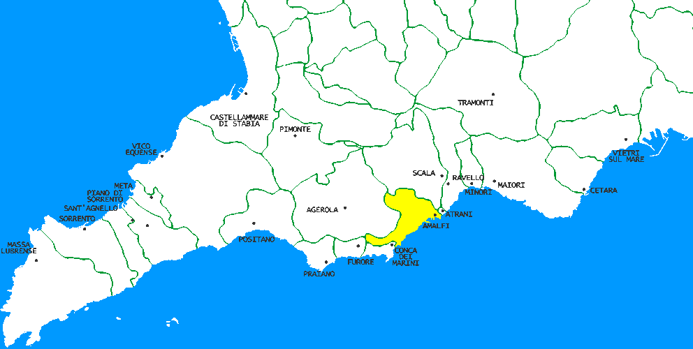 Amalfi in Sorrento Peninsula Map of Sorrento Peninsula