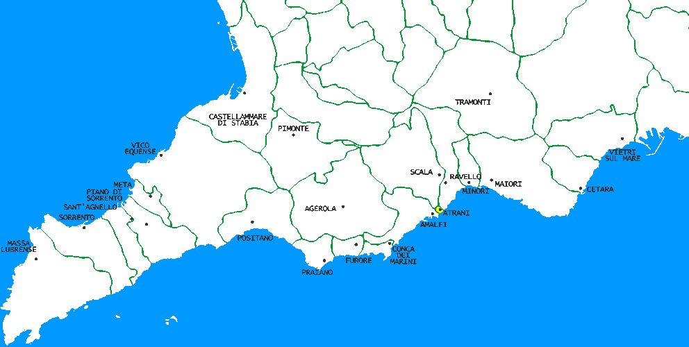Atrani in Penisola Sorrentina Mappa della Penisola Sorrentina