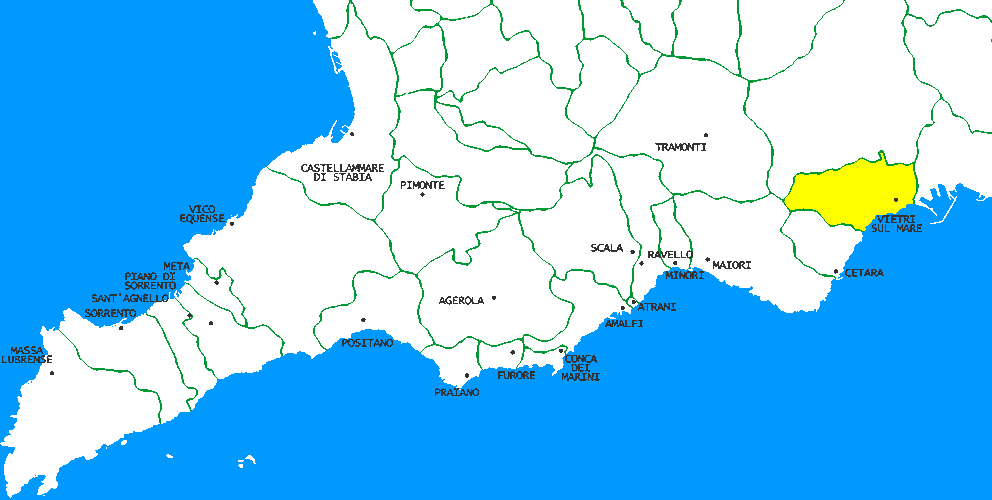 Vietri sul Mare in Penisola Sorrentina Mappa della Penisola Sorrentina
