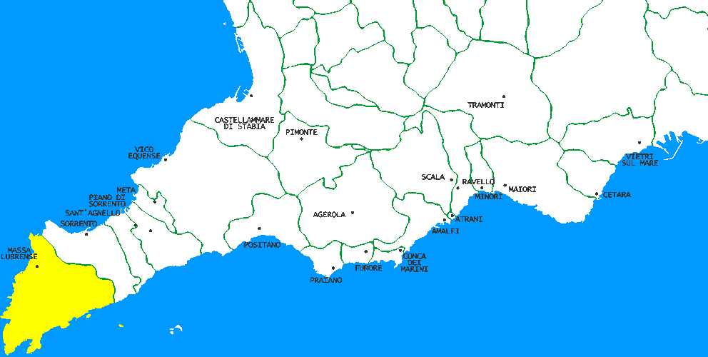 Massa Lubrense in Penisola Sorrentina Mappa della Penisola Sorrentina