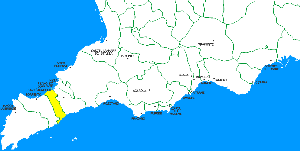 Sant'Agnello in Sorrento Peninsula Map of Sorrento Peninsula