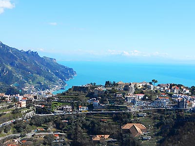 Landscape of Ravello from Scala. Cycling Amalfi Coast